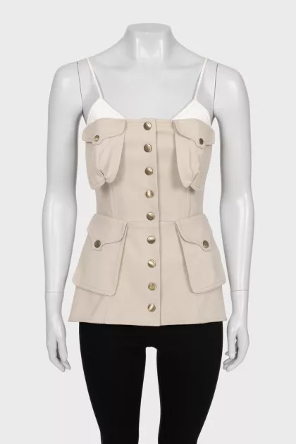 Beige top with buttons