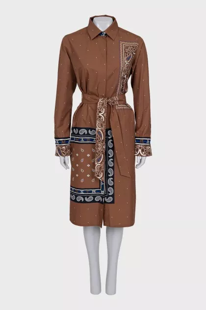 Paisley print long sleeve dress