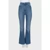 High-waisted blue jeans