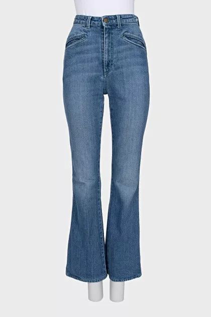 High-waisted blue jeans
