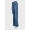 High-waisted blue jeans