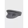 Gray cap with a brand logo