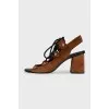 Suede lace-up sandals