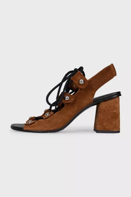 Suede lace-up sandals