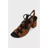 Suede lace-up sandals