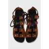 Suede lace-up sandals
