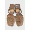 Gold-color trapeze heel sandals