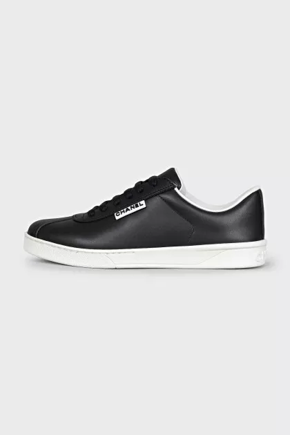 Black leather sneakers