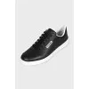 Black leather sneakers