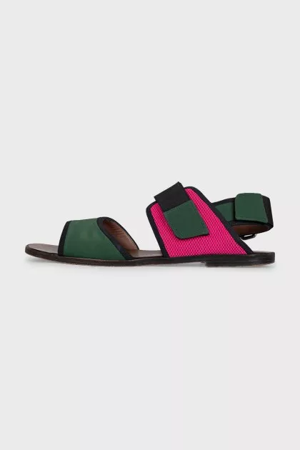Textile sandals with velcro fastening