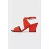 Suede sandals with a stable heel