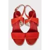 Suede sandals with a stable heel