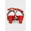 Suede sandals with a stable heel
