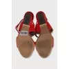 Suede sandals with a stable heel