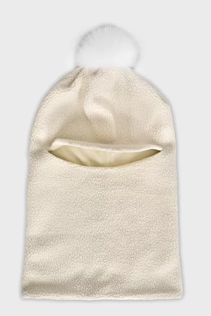 White balaclava with short pile
