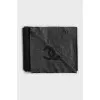 Black cashmere scarf with brand logo