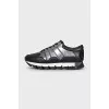Men's leather sneakers with silver accents