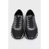 Men's leather sneakers with silver accents