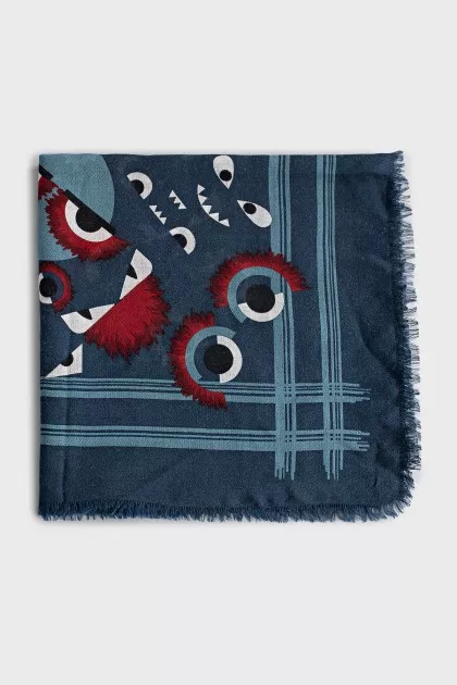 Blue printed scarf