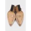 Leather slingbacks with a shaped heel