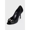 Textile shoes with gold decor