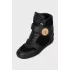 Insulated leather wedge sneakers