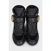 Insulated leather wedge sneakers