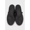 Insulated leather wedge sneakers