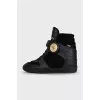 Insulated leather wedge sneakers