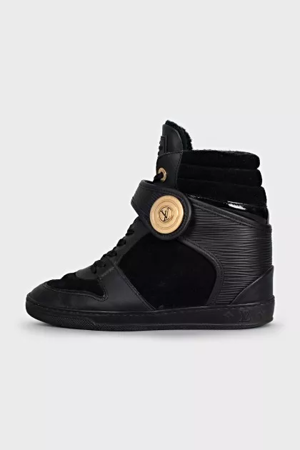 Insulated leather wedge sneakers