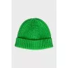 Bright green chunky knit hat