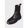 Leather boots with gold decor