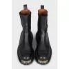 Leather boots with gold decor