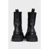 Leather boots with gold decor