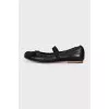 Leather ballet flats with a webbing heel