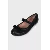 Leather ballet flats with a webbing heel