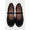 Leather ballet flats with a webbing heel