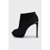Suede open-toe ankle boots