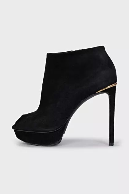 Suede open-toe ankle boots