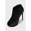 Suede open-toe ankle boots