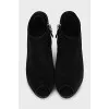 Suede open-toe ankle boots