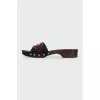 Textile mules with wooden soles