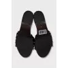 Textile mules with wooden soles