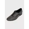 Leather shoes with rhinestones