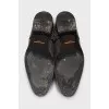 Leather shoes with rhinestones