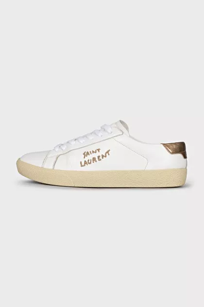 Leather sneakers with signature embroidery