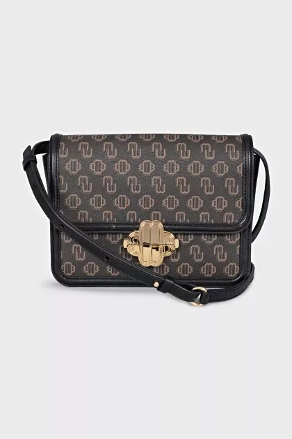 Brown leather bag with monogram