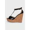 Patent leather wedge sandals