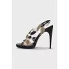 Transparent sandals with snake skin