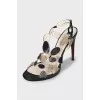Transparent sandals with snake skin
